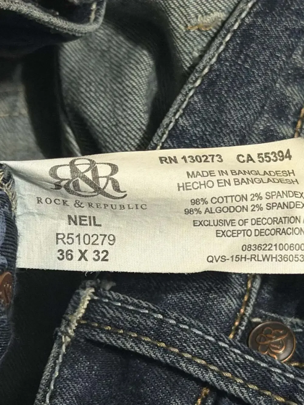 Y2K Rock & Republic Men's Neil Straight Leg Denim Jeans, Size 36x32